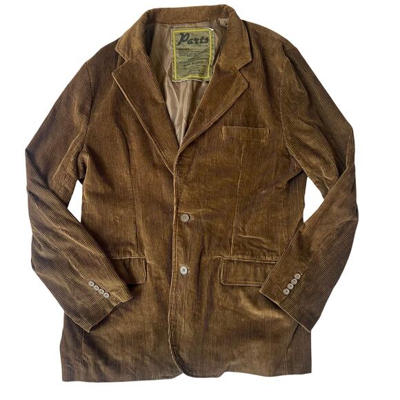 Parts Corduroy Blazer Jacket Brown Washable Cotton XLarge Army - Picture 1 of 5